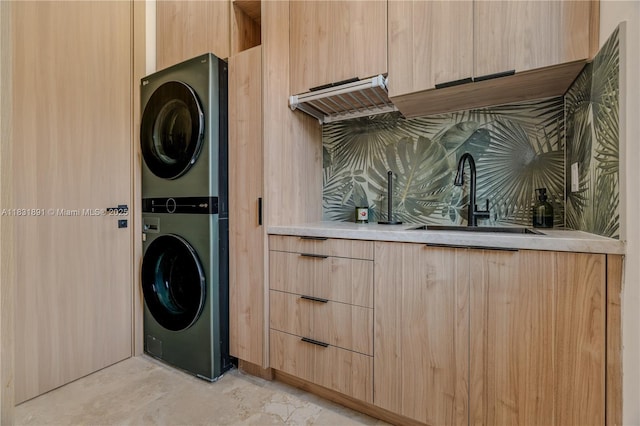 18269 SW 54th St, Miramar, FL 33029 - laundry room with estacked washer and dryer and a sink