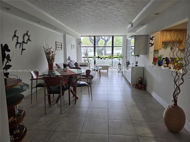 1000 Parkview Dr Unit 114, Hallandale Beach, FL 33009 - tiled dining space with a wall of windows and a textured ceiling
