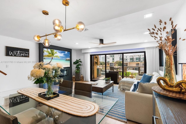4000 NE 168th St Unit 113B, North Miami Beach, FL 33160 - living area with a ceiling fan and recessed lighting