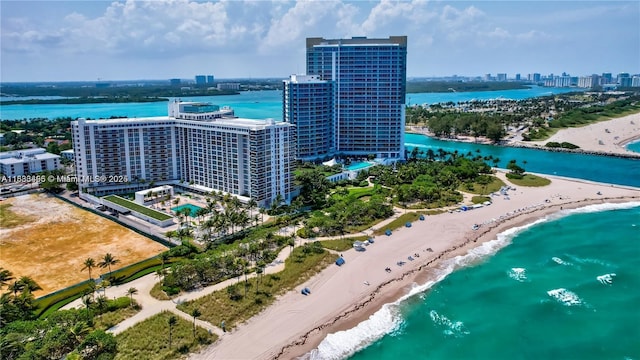10275 Collins Ave Unit 722, Bal Harbour, FL 33154 - aerial view of city skyline and expansive beach