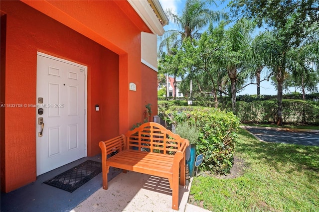 3335 Palomino Dr, Davie, FL 33024 - doorway to property featuring stucco siding