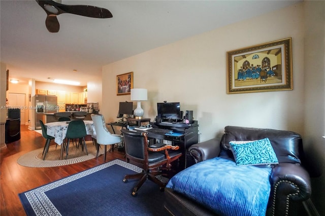 3335 Palomino Dr, Davie, FL 33024 - office with wood finished floors and a ceiling fan