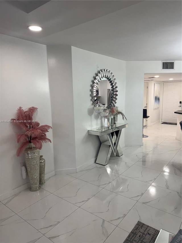 13355 SW 16th Ct Unit 105E, Pembroke Pines, FL 33027 - hall featuring light marble finish floors and recessed lighting