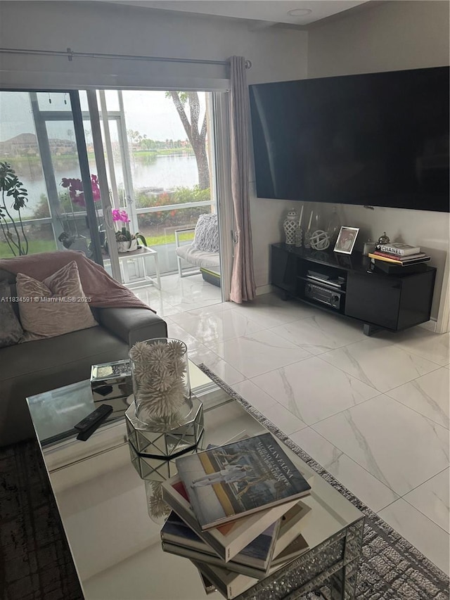13355 SW 16th Ct Unit 105E, Pembroke Pines, FL 33027 - living area featuring light marble finish floors