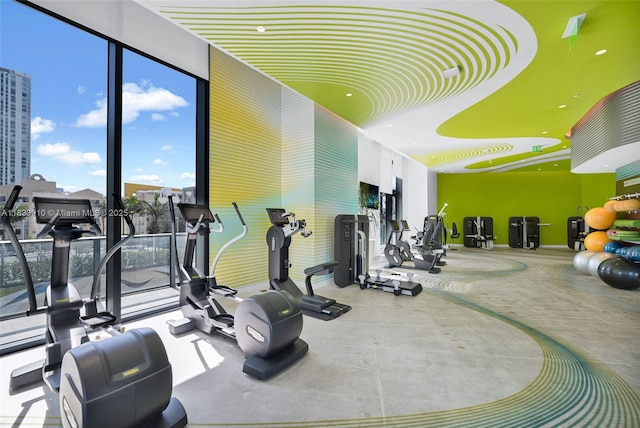 501 NE 31st St Unit 2308, Miami, FL 33137 - gym featuring floor to ceiling windows