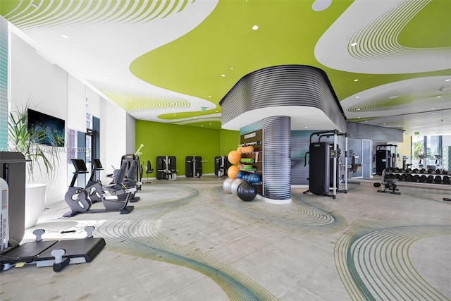 501 NE 31st St Unit 2308, Miami, FL 33137 - workout area featuring recessed lighting
