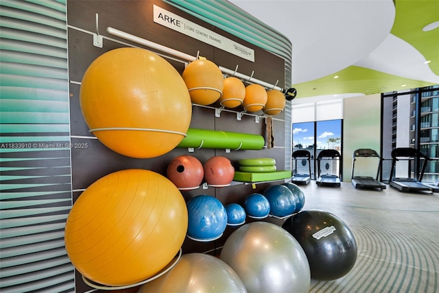 501 NE 31st St Unit 2308, Miami, FL 33137 - workout area featuring floor to ceiling windows