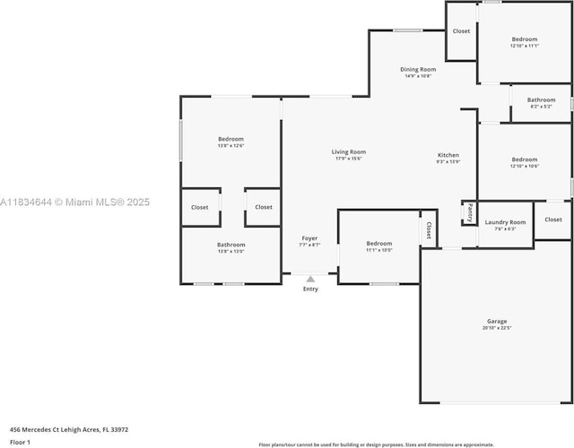 1605 W 11th St, Lehigh Acres, FL 33971 - view of home floor plan