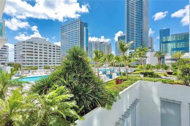 950 Brickell Bay Dr Unit 1103, Miami, FL 33131 - balcony featuring view of pool and a city view