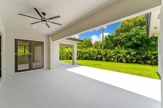 8220 SW 193rd Ter, Cutler Bay, FL 33157 - view of patio / terrace featuring french doors and ceiling fan