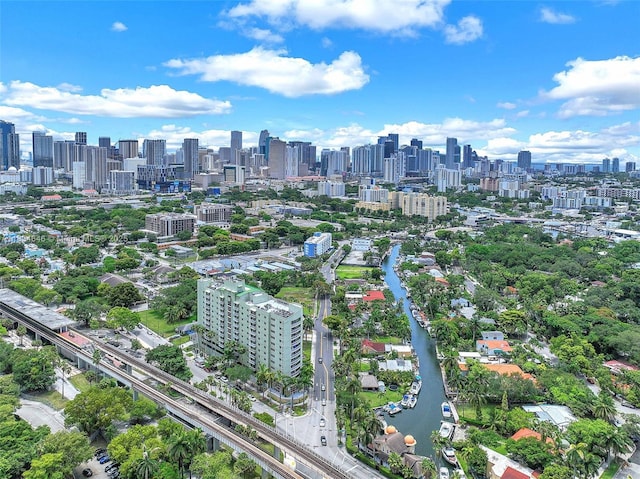 816 NW 11th St Unit 801, Miami, FL 33136 - aerial view of property and surrounding area featuring city skyline and a main thoroughfare