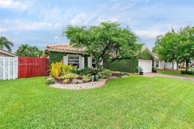 1583 SW 191st Ave, Pembroke Pines, FL 33029 - obstructed view of property with a tile roof, driveway, and a garage
