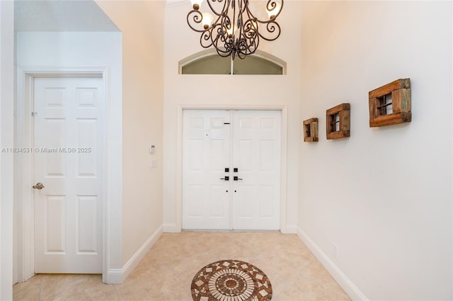 1583 SW 191st Ave, Pembroke Pines, FL 33029 - entryway featuring a chandelier and light tile patterned floors