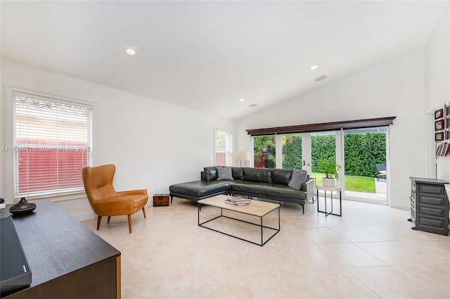 1583 SW 191st Ave, Pembroke Pines, FL 33029 - living area with vaulted ceiling, recessed lighting, and light tile patterned floors