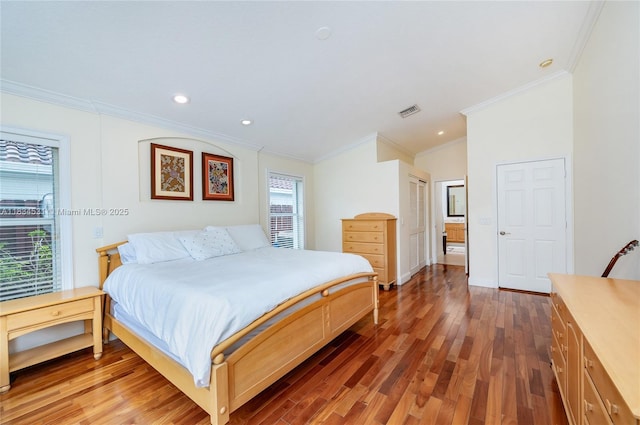 1583 SW 191st Ave, Pembroke Pines, FL 33029 - bedroom featuring wood finished floors, ornamental molding, and recessed lighting