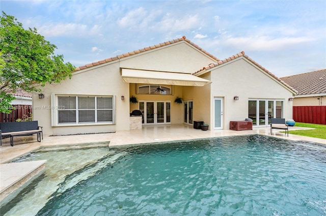 1583 SW 191st Ave, Pembroke Pines, FL 33029 - back of property featuring french doors, ceiling fan, and a patio