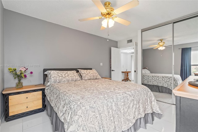 8577 W Boca Glades Blvd Unit D, Boca Raton, FL 33434 - bedroom with light tile patterned flooring, a closet, and ceiling fan