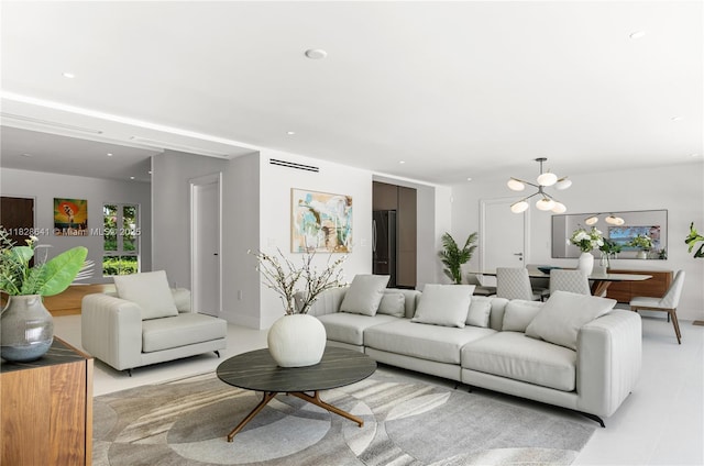 45 NE 104th St, Miami Shores, FL 33138 - living room with a chandelier and recessed lighting