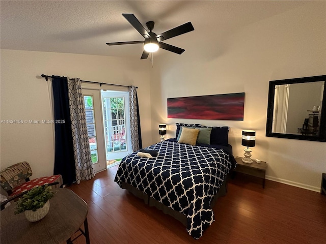 bedroom with wood finished floors and a ceiling fan