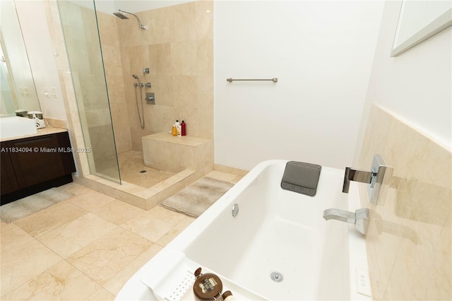 150 Sunny Isles Blvd Unit 1-Th403, Sunny Isles Beach, FL 33160 - bathroom with a tile shower, a tub, and vanity