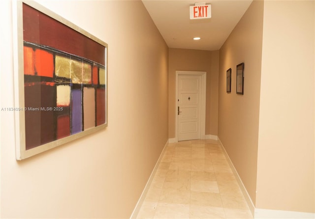 150 Sunny Isles Blvd Unit 1-Th403, Sunny Isles Beach, FL 33160 - hallway featuring recessed lighting and marble look tiles