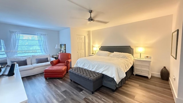 3910 Inverrary Blvd Unit 503-B, Lauderhill, FL 33319 - bedroom with dark wood finished floors and ceiling fan