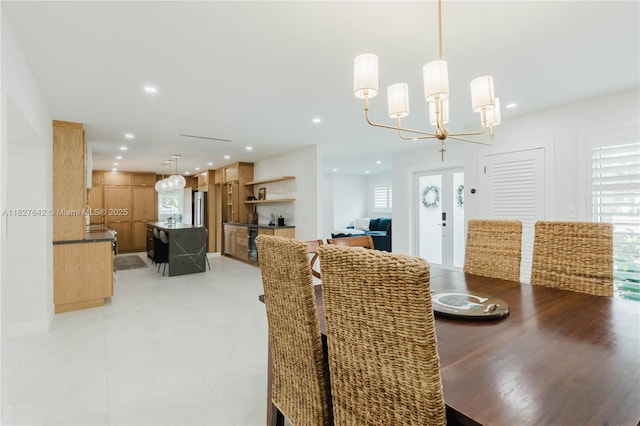 9471 SW 10th St, Miami, FL 33174 - dining room featuring plenty of natural light, recessed lighting, and a chandelier
