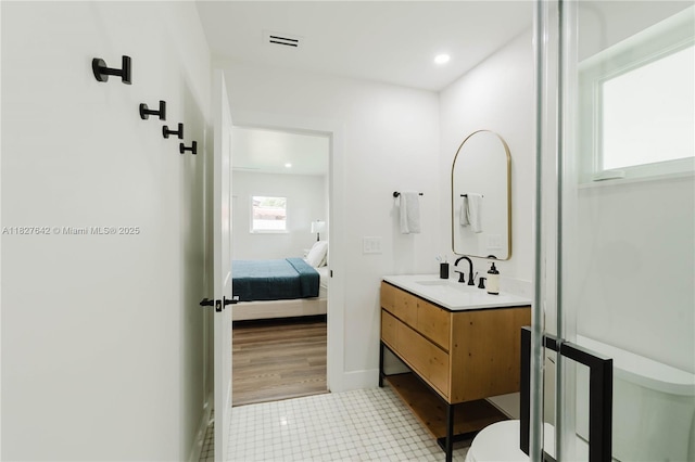 9471 SW 10th St, Miami, FL 33174 - ensuite bathroom featuring vanity, tile patterned flooring, and recessed lighting