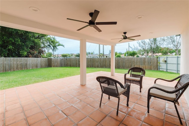 9471 SW 10th St, Miami, FL 33174 - fenced backyard with a patio and a ceiling fan
