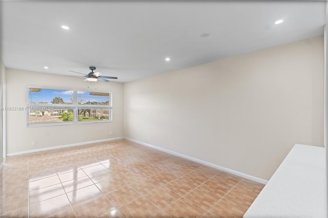 3405 NW 48th Ave Unit 610, Lauderdale Lakes, FL 33319 - spare room with a ceiling fan, recessed lighting, and light tile patterned floors