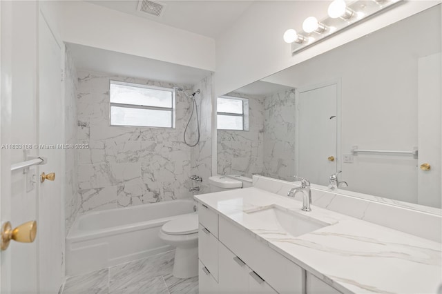 3405 NW 48th Ave Unit 610, Lauderdale Lakes, FL 33319 - full bathroom featuring vanity, shower / bath combination, and marble finish floors