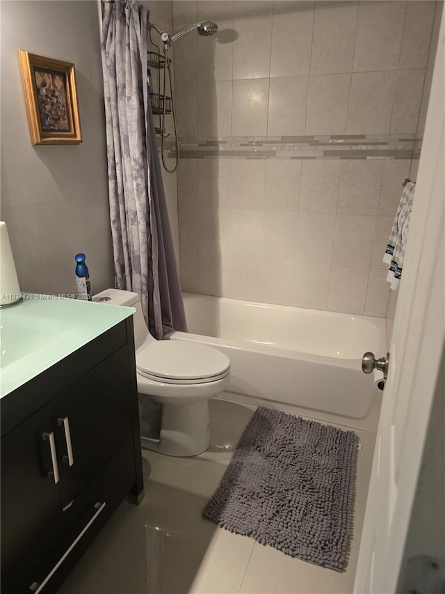 full bathroom featuring vanity and shower / bath combination with curtain