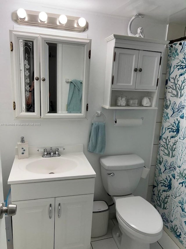 9370 W Flagler St Unit 104B, Miami, FL 33174 - bathroom with vanity, curtained shower, and tile patterned floors