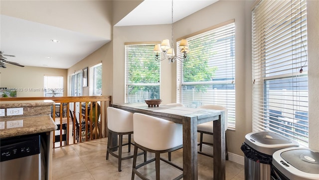 1891 SW 156th Ave, Miramar, FL 33027 - dining room featuring healthy amount of natural light, light tile patterned floors, a chandelier, a ceiling fan, and recessed lighting