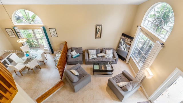 1891 SW 156th Ave, Miramar, FL 33027 - living area with a towering ceiling and light tile patterned floors