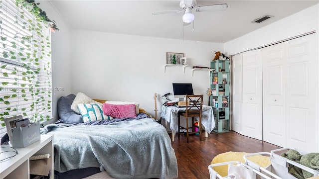 1891 SW 156th Ave, Miramar, FL 33027 - bedroom with wood finished floors, a closet, and ceiling fan