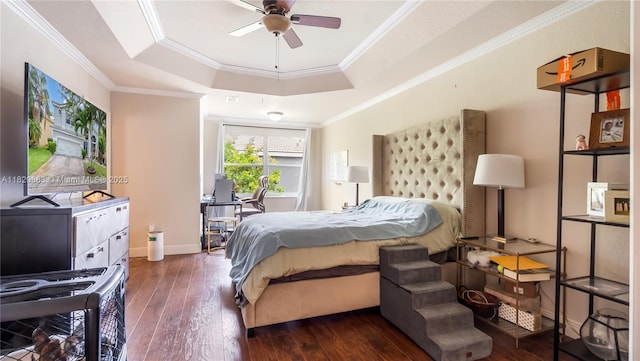 1891 SW 156th Ave, Miramar, FL 33027 - bedroom with a tray ceiling, hardwood / wood-style floors, and crown molding