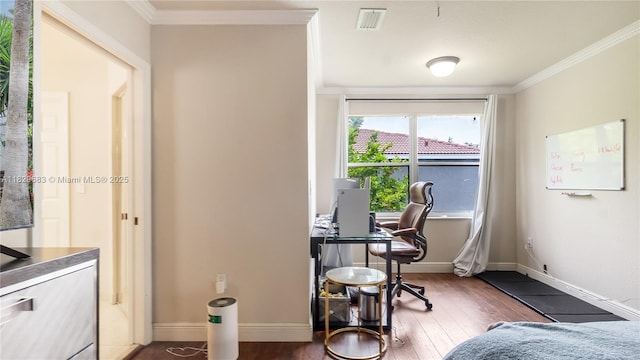 1891 SW 156th Ave, Miramar, FL 33027 - bedroom with hardwood / wood-style floors, ornamental molding, and a desk
