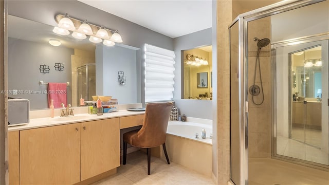 1891 SW 156th Ave, Miramar, FL 33027 - bathroom with a stall shower, a garden tub, vanity, and tile patterned floors