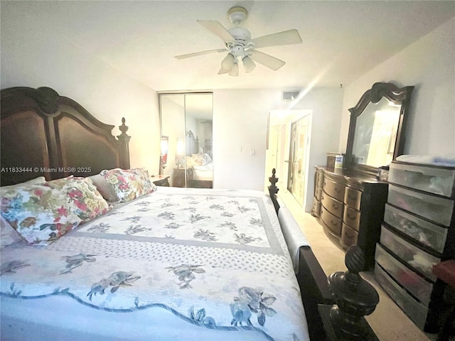 2841 NE 33rd Ct Unit 104, Fort Lauderdale, FL 33306 - bedroom with a closet and a ceiling fan