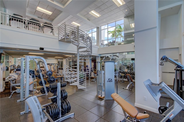 848 Brickell Key Dr Unit 2705, Miami, FL 33131 - workout area with a high ceiling