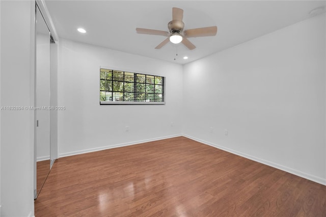 7804 SW 178th Ter, Palmetto Bay, FL 33157 - unfurnished bedroom with wood finished floors, recessed lighting, and a ceiling fan