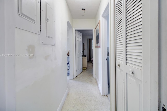 12000 NW 20th St, Pembroke Pines, FL 33026 - hall with electric panel and dark aggregate flooring
