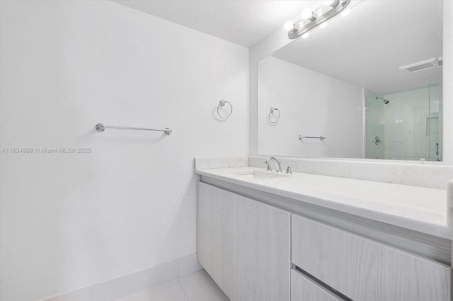 3400 Galt Ocean Dr Unit 702S, Fort Lauderdale, FL 33308 - bathroom with vanity, tile patterned floors, and an enclosed shower