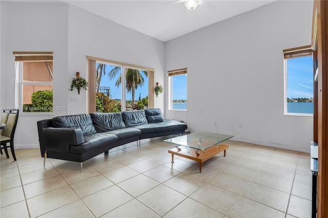 18633 SW 24th St, Miramar, FL 33029 - living area featuring ceiling fan and light tile patterned flooring