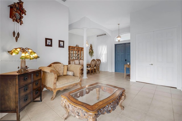 18633 SW 24th St, Miramar, FL 33029 - living area with ornate columns, light tile patterned floors, and arched walkways