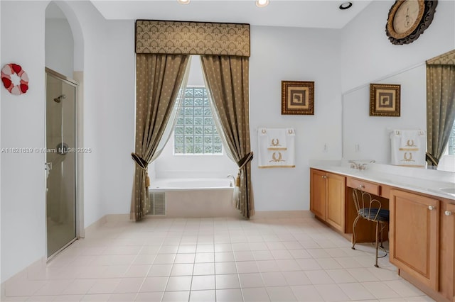 18633 SW 24th St, Miramar, FL 33029 - full bathroom featuring a stall shower, a garden tub, and double vanity