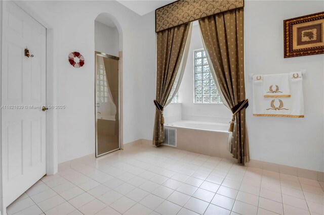 18633 SW 24th St, Miramar, FL 33029 - interior space with a bath, a shower with door, and tile patterned flooring