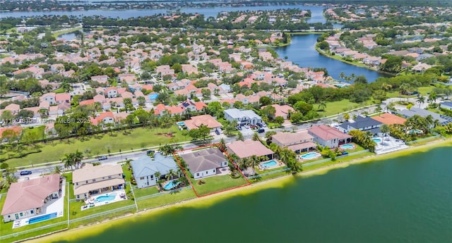 18633 SW 24th St, Miramar, FL 33029 - aerial perspective of suburban area featuring a nearby body of water and property boundaries highlighted
