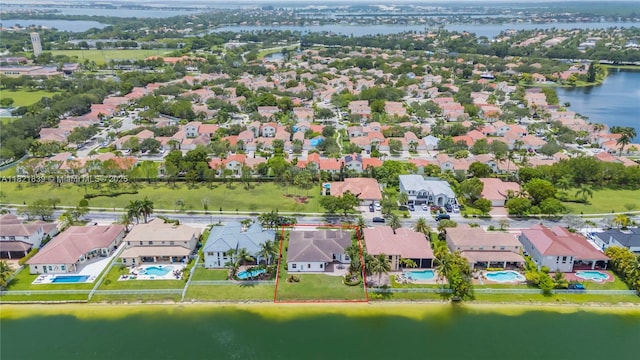 18633 SW 24th St, Miramar, FL 33029 - aerial view of residential area featuring a large body of water and property parcel outlined
